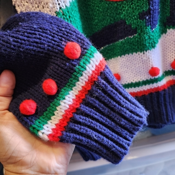 Vintage Adell Barre 80s/90s Holiday Christmas Sweater Santa Claus & Rudolph L - Picture 6 of 9